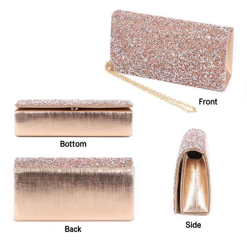 Naimo Bling Shiny Rhinestone Wedding Evening Party Clutch Handbag Purse (Champagne) - Image 5